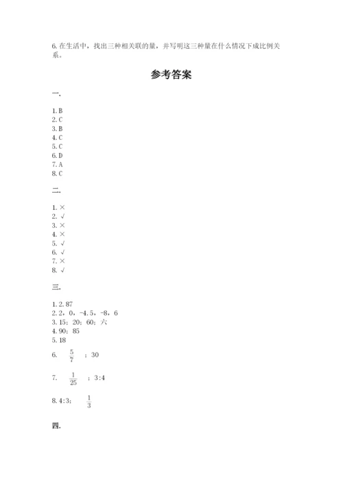河南省平顶山市六年级下册数学期末测试卷标准卷.docx