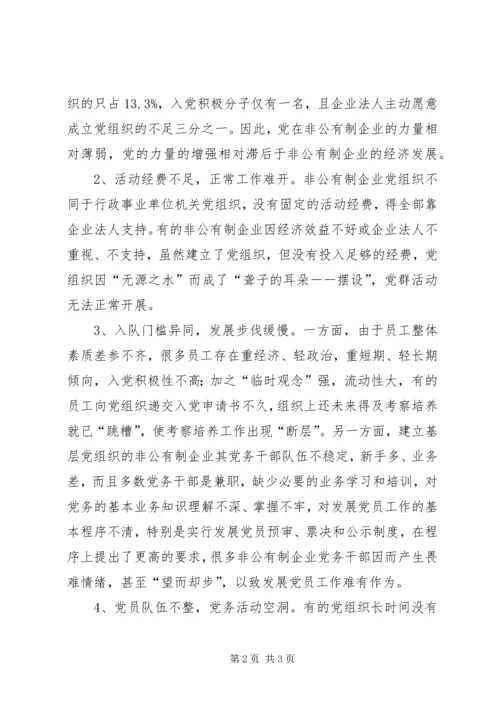 房管局非公有制企业党建工作调研建议.docx