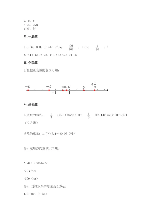 北京版小学六年级下册数学期末综合素养测试卷附参考答案【实用】.docx