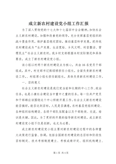 成立新农村建设党小组工作汇报.docx