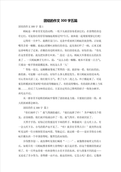 团结的作文300字五篇