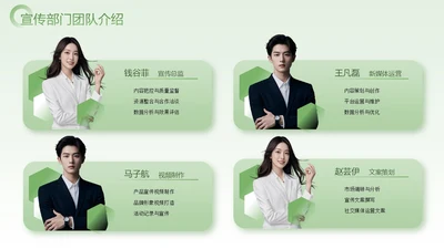 绿色商务风公司宣传团队多人介绍页