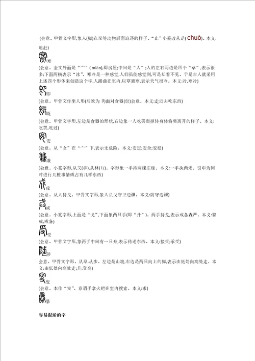 王力古汉语重点字形解析