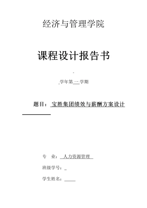 宝胜集团绩效与薪酬方案设计-课程设计.docx