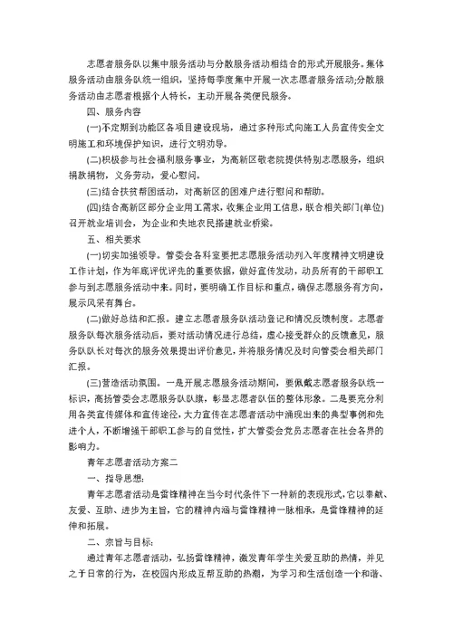 青年志愿者活动方案