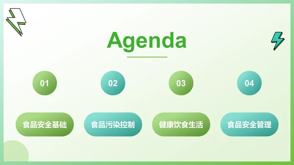 绿色插画风关注食品安全健康问题PPT模板