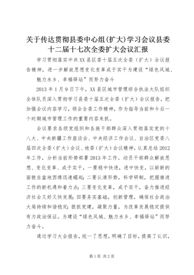 关于传达贯彻县委中心组(扩大)学习会议县委十二届十七次全委扩大会议汇报.docx