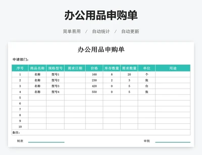 办公用品申购单
