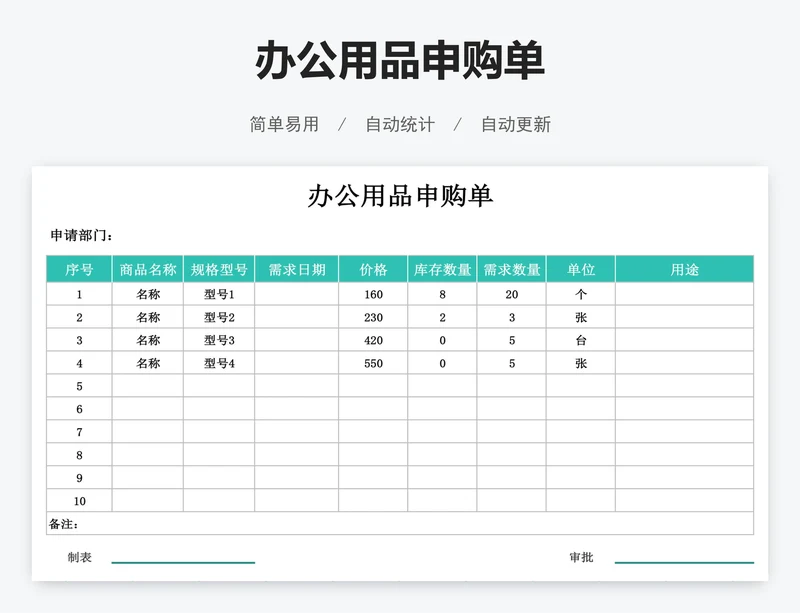 办公用品申购单