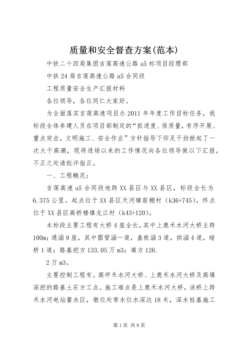 质量和安全督查方案(范本) (3).docx