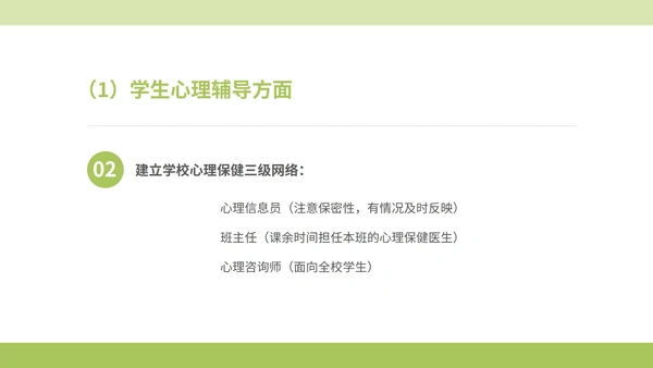 绿色小清晰驻校心理咨询师年度工作PPT模板