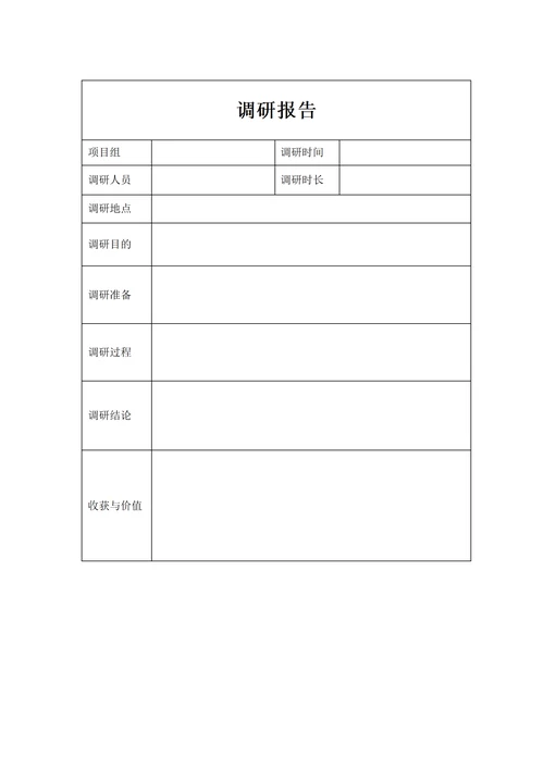 调研报告表格