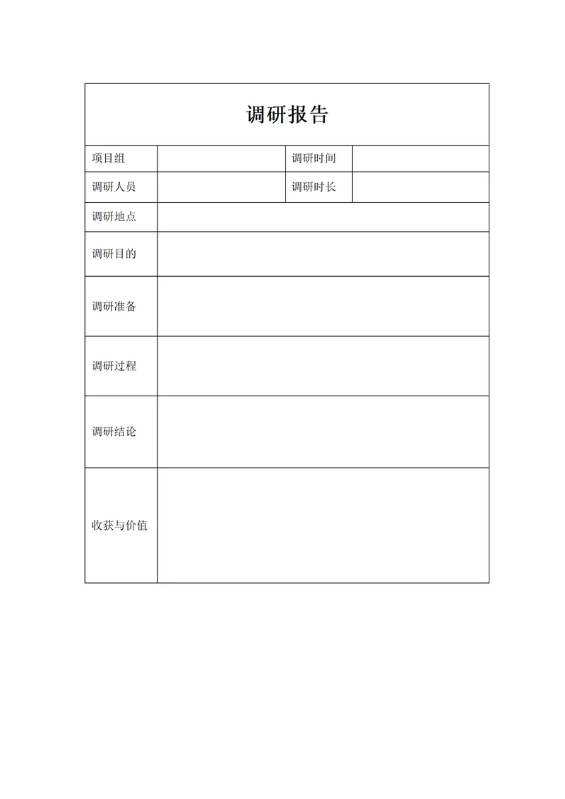 调研报告表格