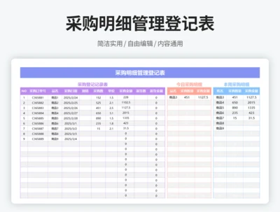 采购明细管理登记表