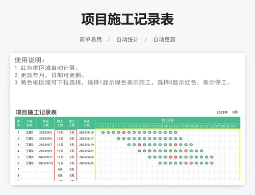 项目施工记录表