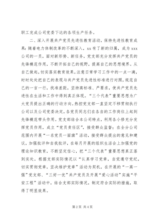 电力企业党支部申报材料 (2).docx