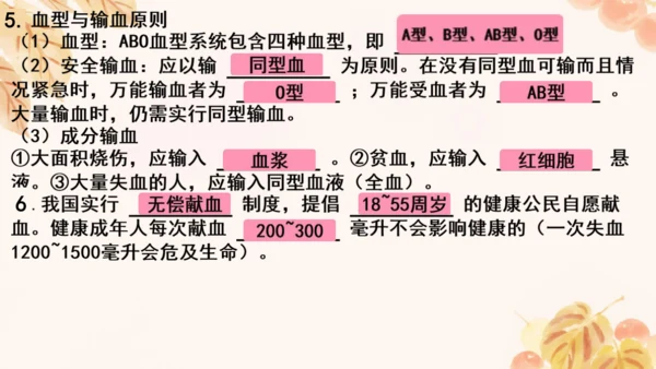 第四单元第四章人体内物质的运输 复习课件(共23张PPT)人教版七年级下册