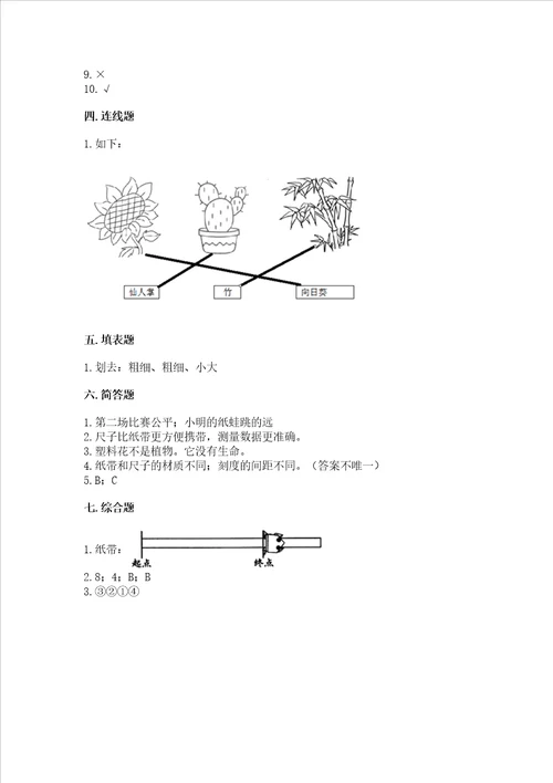 教科版小学一年级上册科学期末测试卷完整版