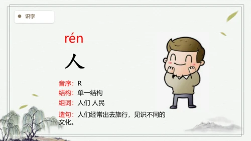 【2024新教材】语文一上1.天地人 2.金木水火土  生字识记课件