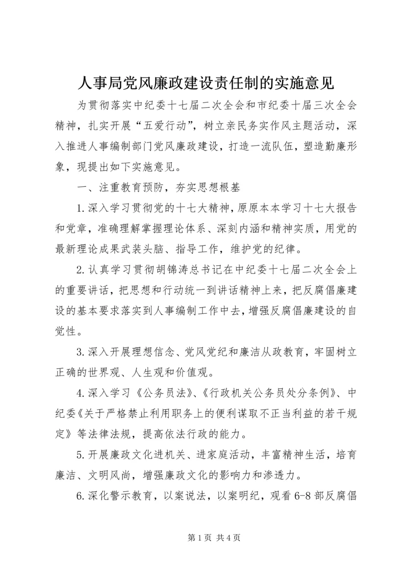 人事局党风廉政建设责任制的实施意见.docx