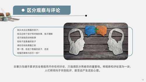 蓝色复古3d非暴力沟通读书分享PPT模板