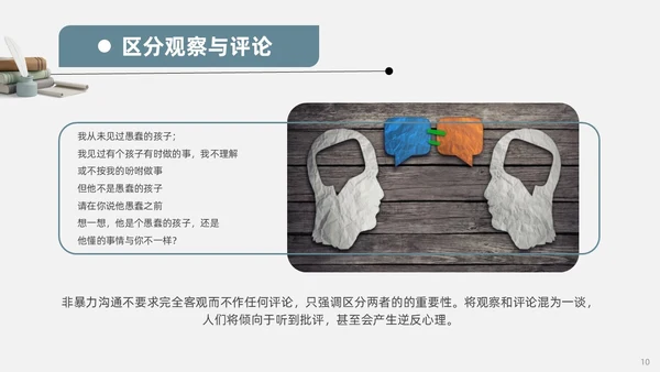 蓝色复古3d非暴力沟通读书分享PPT模板