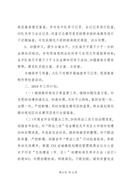 市城乡规划管理监察大队工作总结及XX年工作计划.docx