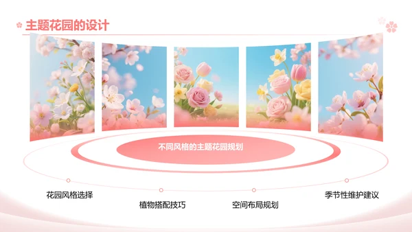 粉色实景风春季花卉主题汇报PPT模板