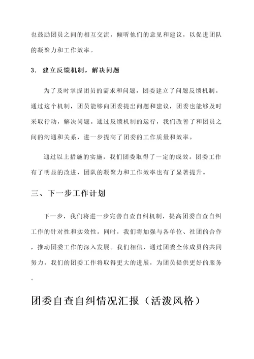 团委自查自纠情况汇报