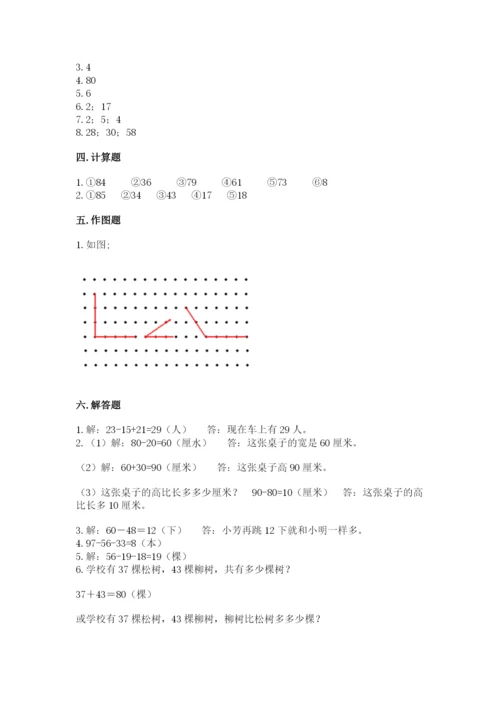 人教版二年级上册数学期中考试试卷附答案（预热题）.docx