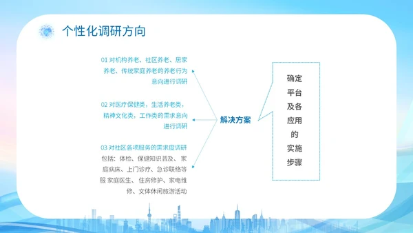 蓝色科技城市线条剪影老人智慧养老介绍宣传汇报培训模板