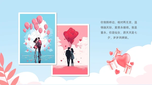 小清新七夕情人节情侣表白告白相册PPT模板七夕情人节相册
