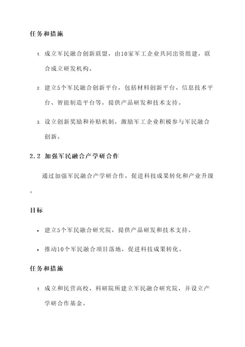 企业军民融合工作方案