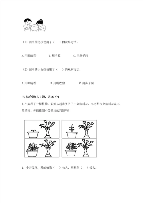 教科版一年级上册科学期末测试卷名校卷