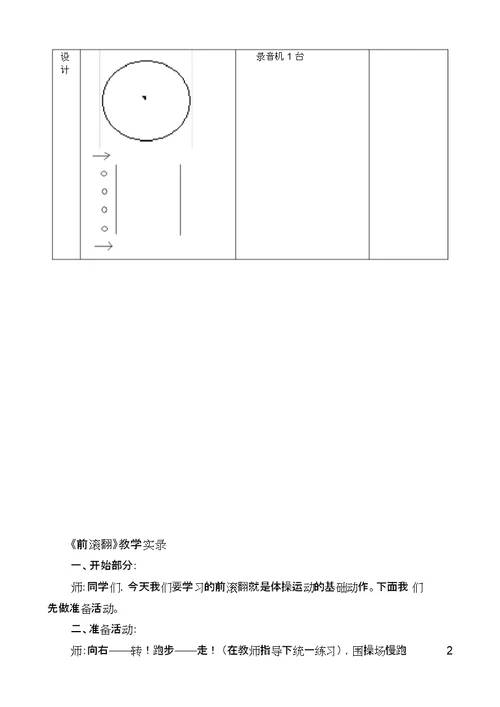 小学体育《前滚翻》教学设计 2