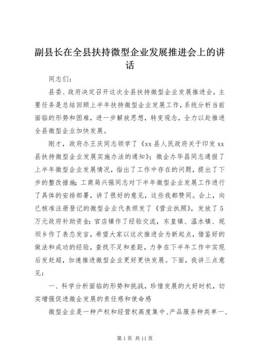 副县长在全县扶持微型企业发展推进会上的讲话.docx