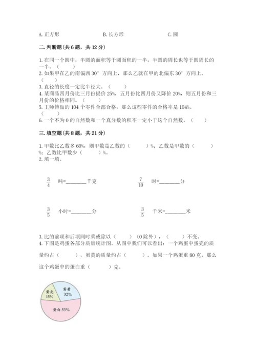 小学数学六年级上册期末测试卷含答案解析.docx