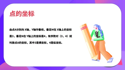 紫色扁平风初一数学课件平面直角坐标系PPT模板