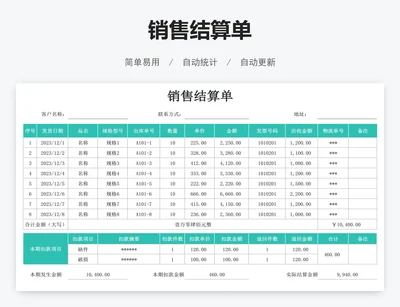 销售结算单