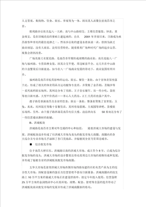 南昌市商业市场调研报告调整版