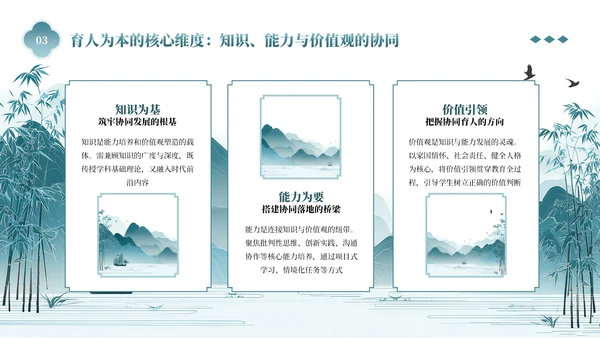 青色中国风立德为先育人为本师德教育讲座PPT模板
