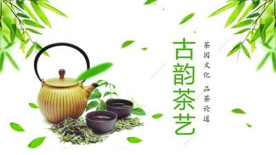绿色唯美茶园艺术茶艺文化品茶论道PPT模板
