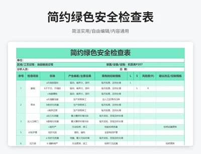 简约风安全检查表
