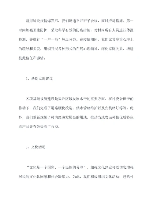 村社班子述职报告