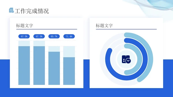 蓝色流体线条简约商务办公室年终总结PPT模板