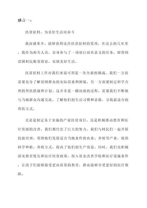 扶贫驻村获奖感言