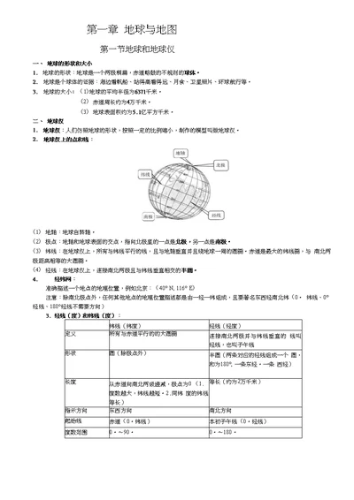 第一章 地球和地图 学案