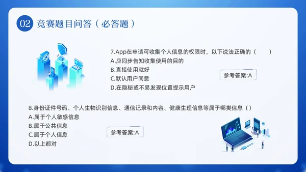 蓝色卡通网络安全知识竞赛PPT模板宣传PPT动态PPT国家网络安全宣传周网络安全宣传周