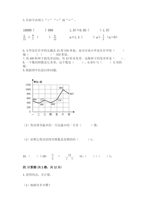 2022六年级上册数学期末考试试卷及参考答案（轻巧夺冠）.docx