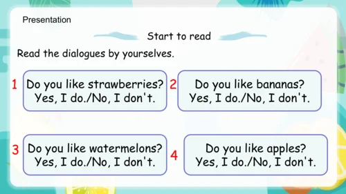 Unit 5 Do you like pears？ Part B Start to read & C